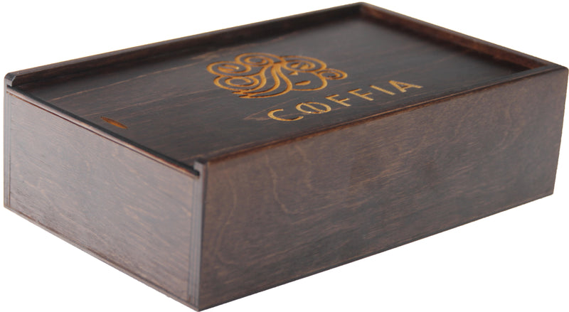 Wooden box for coffee brown for one 250g package